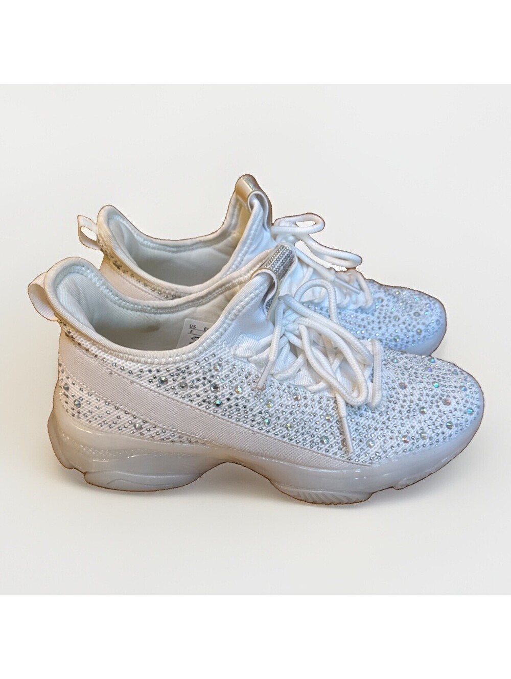 Rhinestone Bling White Athletic Shoes Sneakers Bride Wedding Size 8
